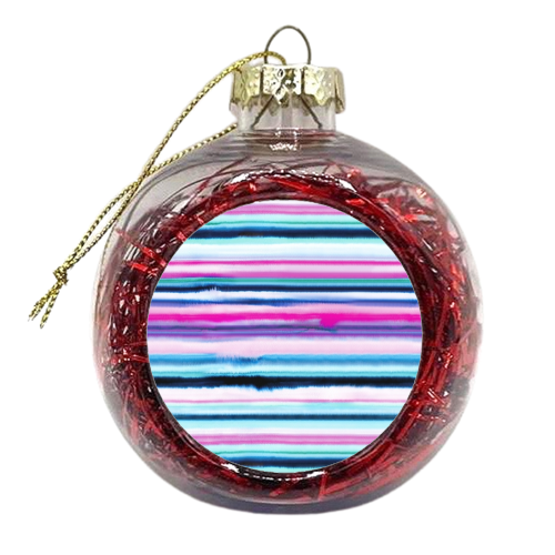 Degrade Stripes Watercolor Pink Blue - xmas bauble by Ninola Design