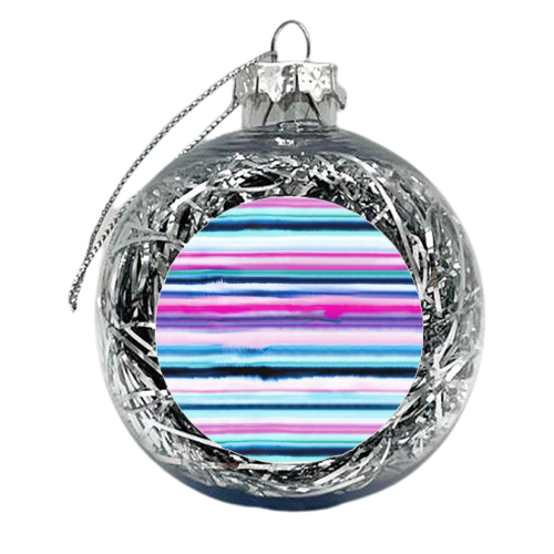 Degrade Stripes Watercolor Pink Blue - xmas bauble by Ninola Design
