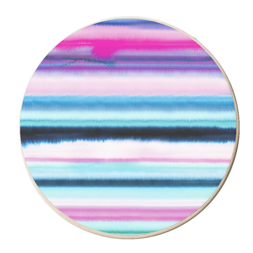 Degrade Stripes Watercolor Pink Blue - personalised beer coaster by Ninola Design
