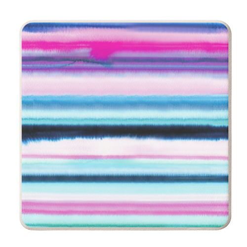 Degrade Stripes Watercolor Pink Blue - personalised beer coaster by Ninola Design