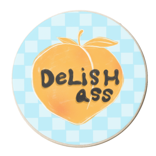 Delishass peach - personalised beer coaster by Yaz Raja