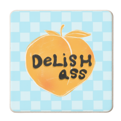 Delishass peach - personalised beer coaster by Yaz Raja
