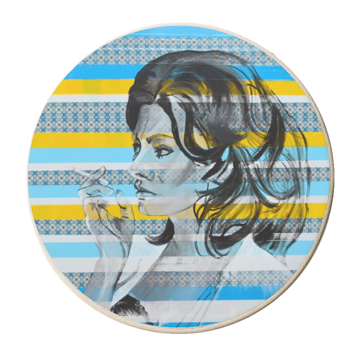 Designer Sophia Loren - personalised beer coaster by Kirstie Taylor