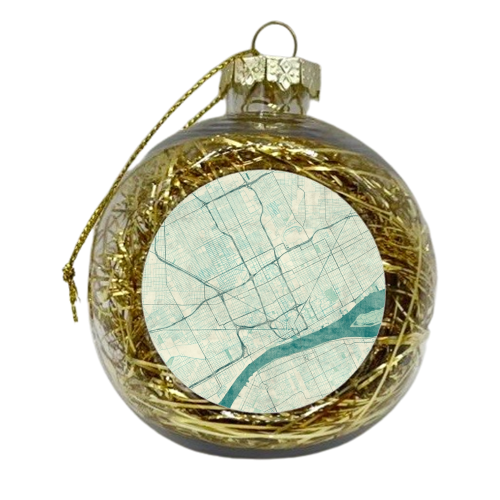 Detroit Map Blue Vintage - xmas bauble by City Art Posters
