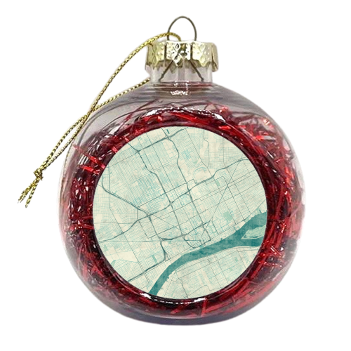 Detroit Map Blue Vintage - xmas bauble by City Art Posters