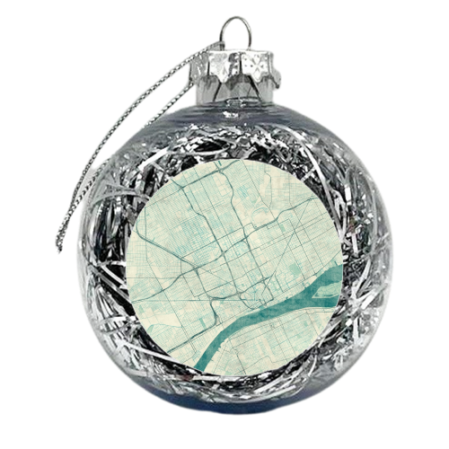 Detroit Map Blue Vintage - xmas bauble by City Art Posters