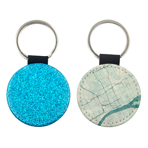 Detroit Map Blue Vintage - keyring by City Art Posters