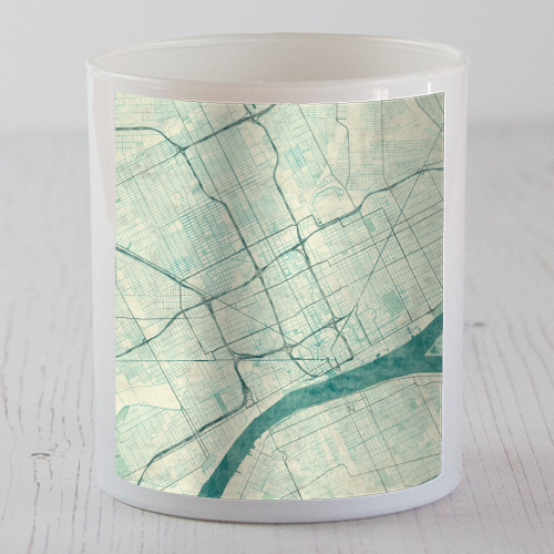 Detroit Map Blue Vintage - scented candle by City Art Posters