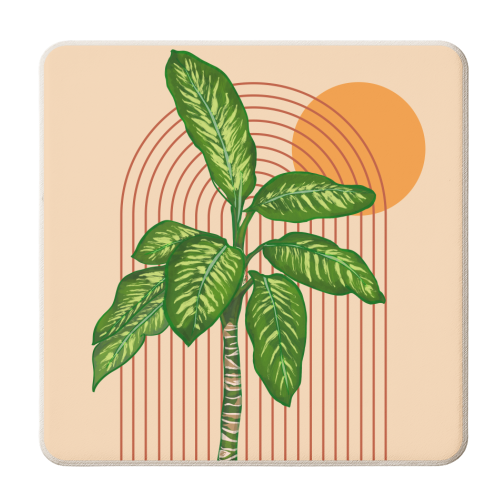 dieffenbachia boho arch - personalised beer coaster by EZbie