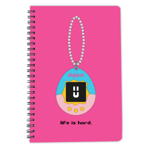Digipet Life Is Hard - personalised A4, A5, A6 notebook by Lucy Elliott