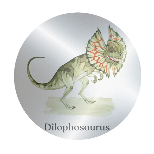 Dilophosaurus - Circle Sticker by Gal Design