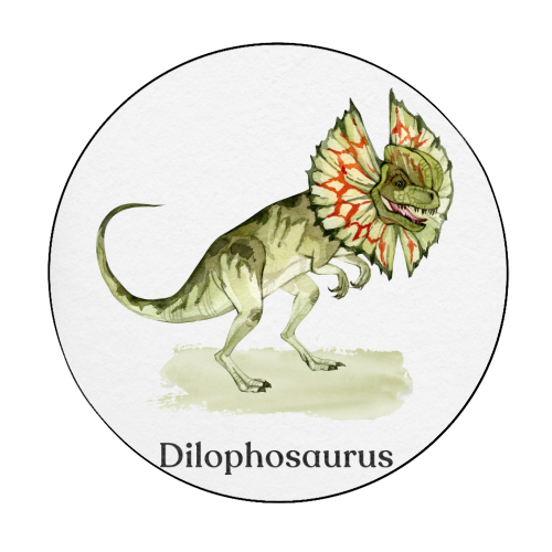 Dilophosaurus - Circle Sticker by Gal Design