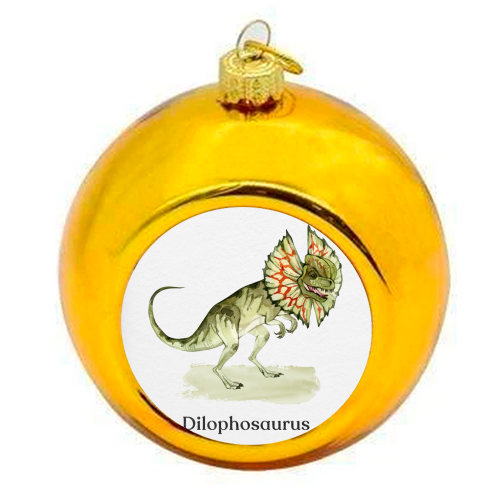 Dilophosaurus - colourful christmas bauble by Gal Design