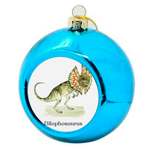 Dilophosaurus - colourful christmas bauble by Gal Design