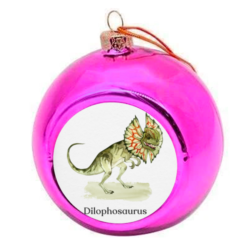 Dilophosaurus - colourful christmas bauble by Gal Design