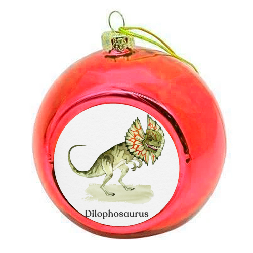 Dilophosaurus - colourful christmas bauble by Gal Design