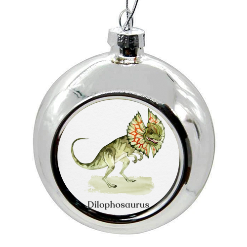 Dilophosaurus - colourful christmas bauble by Gal Design