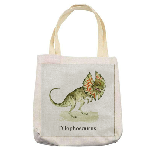 Dilophosaurus - printed canvas tote bag by Gal Design