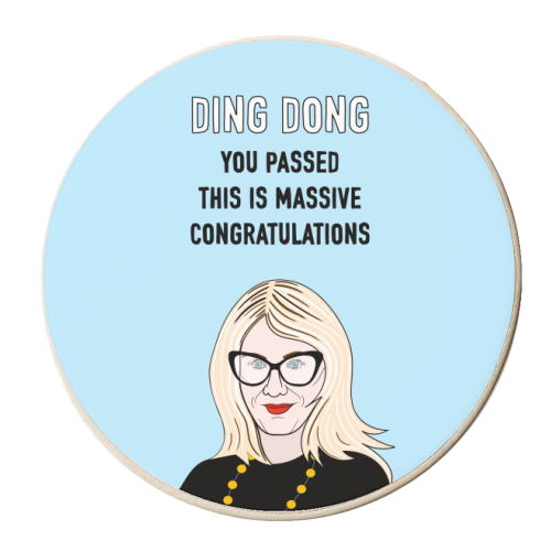 Ding Dong You Passed - personalised beer coaster by Adam Regester