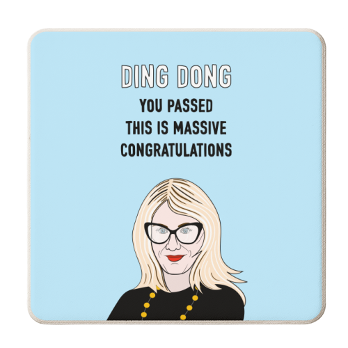 Ding Dong You Passed - personalised beer coaster by Adam Regester