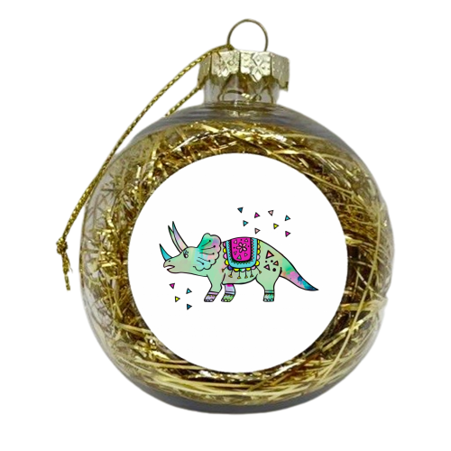 Dino Fiesta - xmas bauble by Cassie Swindlehurst