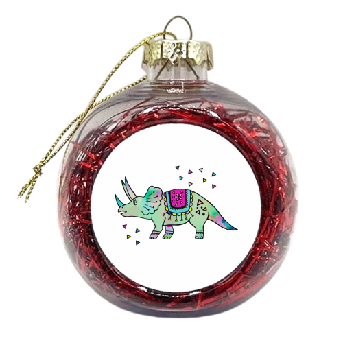 Dino Fiesta - xmas bauble by Cassie Swindlehurst