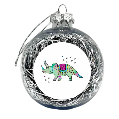 Dino Fiesta - xmas bauble by Cassie Swindlehurst