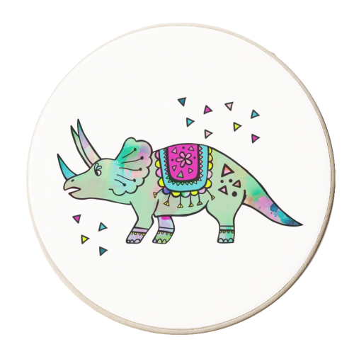 Dino Fiesta - personalised beer coaster by Cassie Swindlehurst