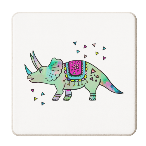 Dino Fiesta - personalised beer coaster by Cassie Swindlehurst