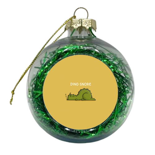 Dino-snore - xmas bauble by Carl Batterbee