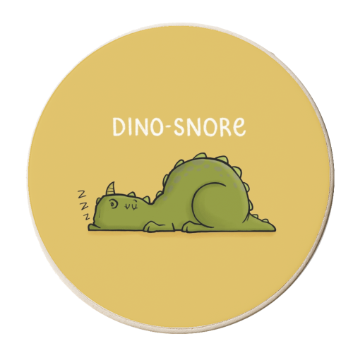 Dino-snore - personalised beer coaster by Carl Batterbee