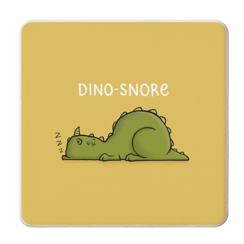 Dino-snore - personalised beer coaster by Carl Batterbee