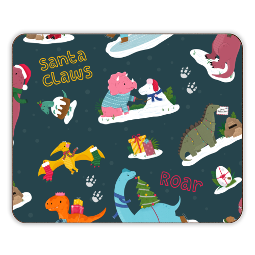 Dinosaur Christmas Pattern - designer placemat by Loren Grosvenor