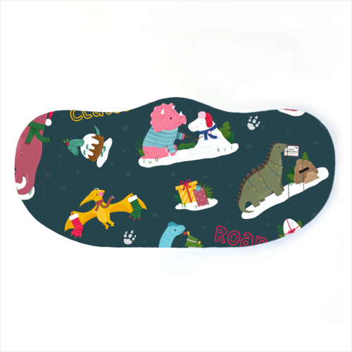 Dinosaur Christmas Pattern - face cover mask by Loren Grosvenor