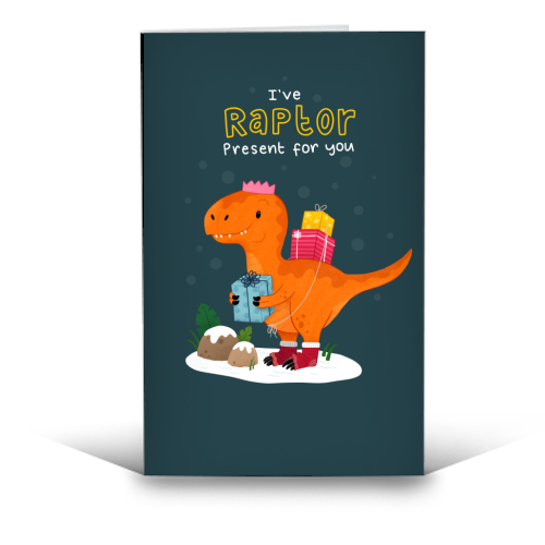 Dinosaur Christmas Pattern - funny greeting card by Loren Grosvenor