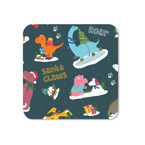 Dinosaur Christmas Pattern - Magnet by Loren Grosvenor