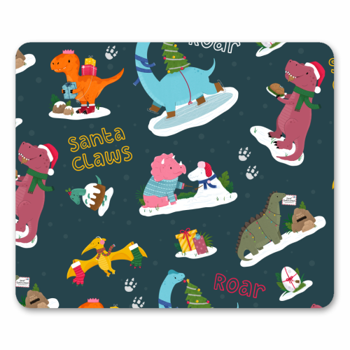 Dinosaur Christmas Pattern - mouse mat by Loren Grosvenor