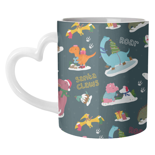 Dinosaur Christmas Pattern - unique mug by Loren Grosvenor
