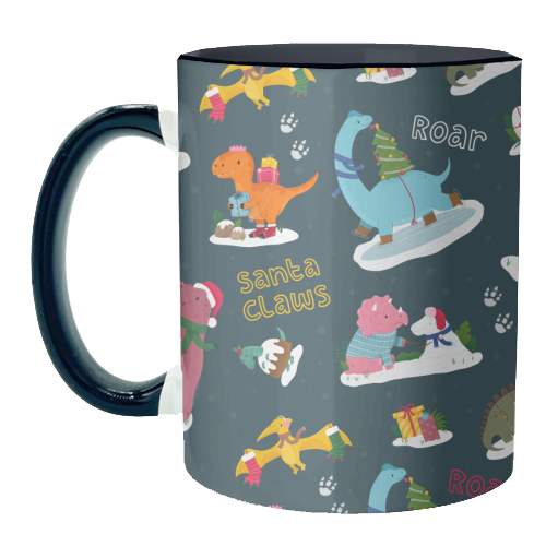 Dinosaur Christmas Pattern - unique mug by Loren Grosvenor