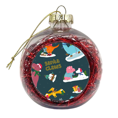 Dinosaur Christmas Pattern - xmas bauble by Loren Grosvenor