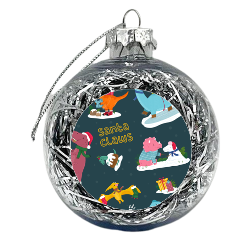 Dinosaur Christmas Pattern - xmas bauble by Loren Grosvenor