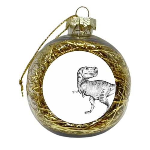 Dinosaur T-Rex Illustration - xmas bauble by Catherine Bamber