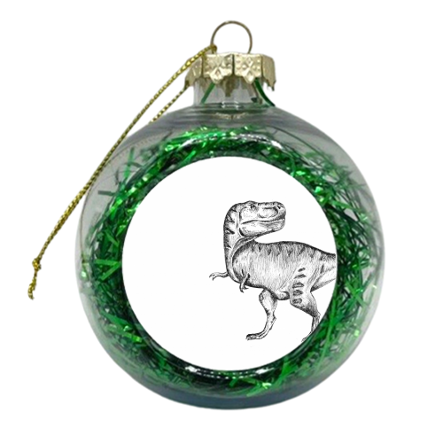 Dinosaur T-Rex Illustration - xmas bauble by Catherine Bamber
