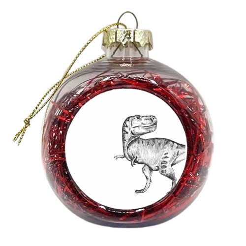 Dinosaur T-Rex Illustration - xmas bauble by Catherine Bamber