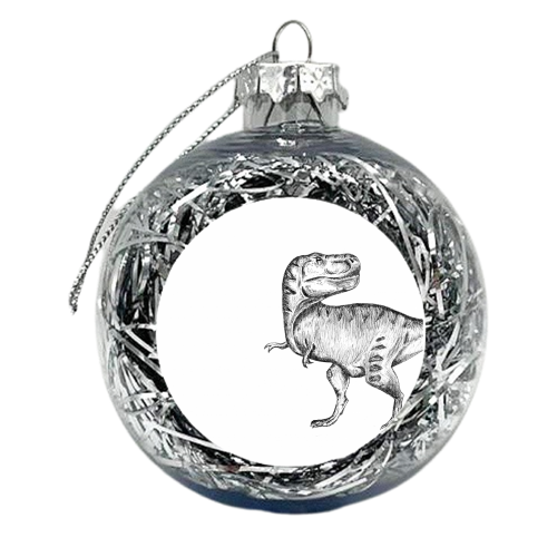 Dinosaur T-Rex Illustration - xmas bauble by Catherine Bamber