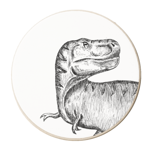 Dinosaur T-Rex Illustration - personalised beer coaster by Catherine Bamber