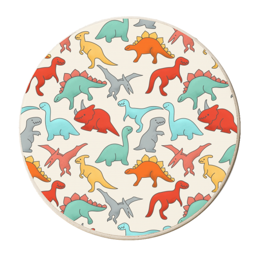 Dinosaurs pattern - personalised beer coaster by Ania Wieclaw