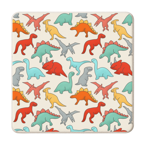 Dinosaurs pattern - personalised beer coaster by Ania Wieclaw