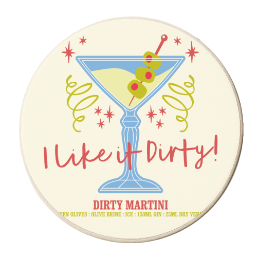 Dirty Martini - personalised beer coaster by Claire Atwood