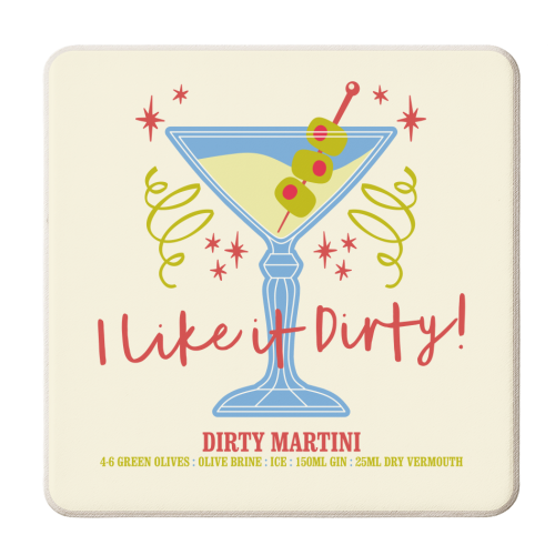 Dirty Martini - personalised beer coaster by Claire Atwood